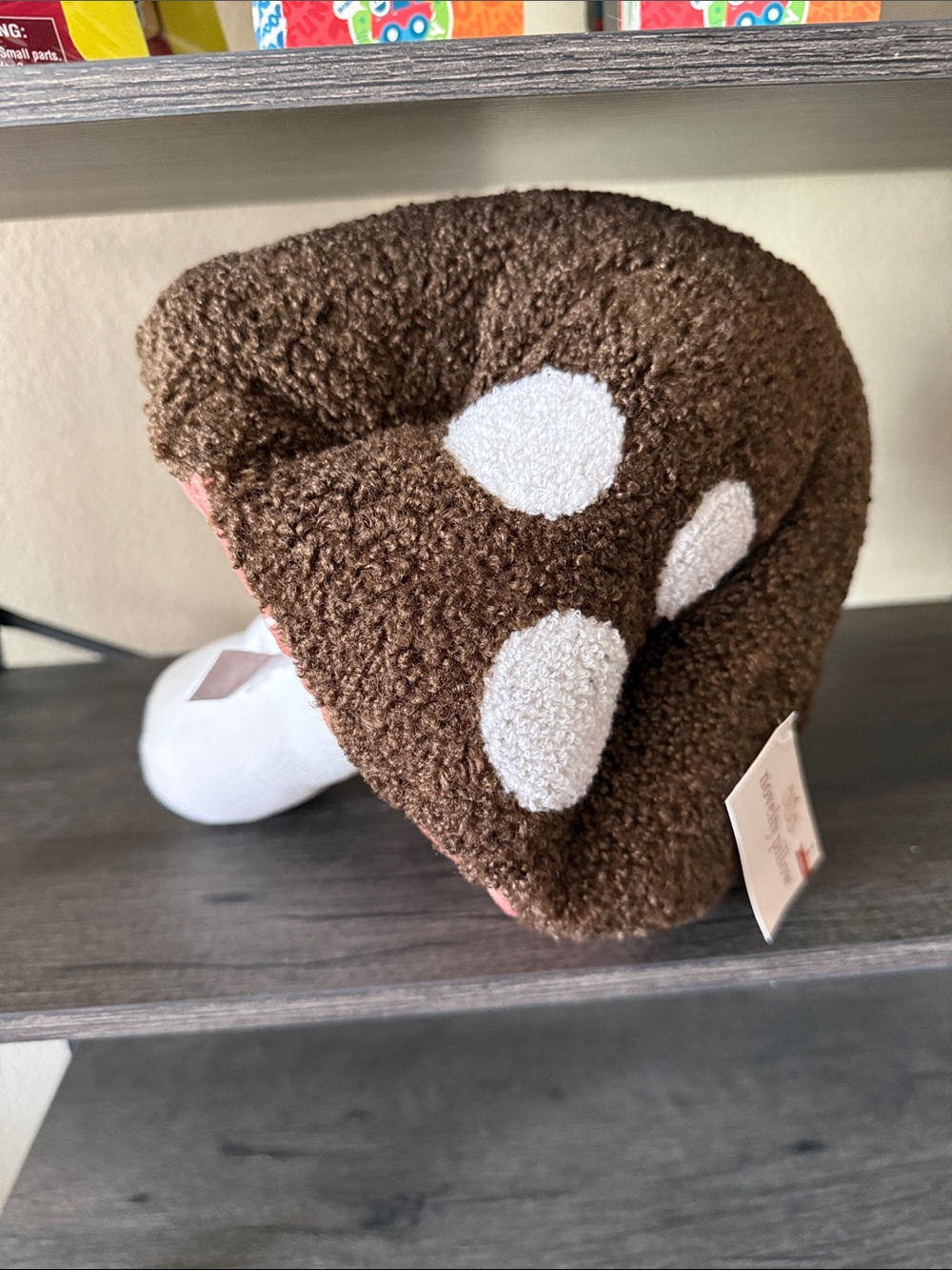 Plush Mushroom decorative Pillow - Brown & White